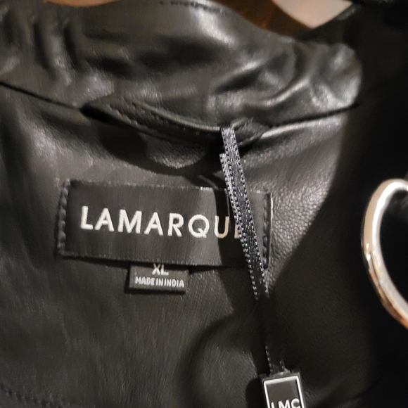 LaMarque Philana Ruched Leather Biker Jacket SZ XL - Picture 4 of 7